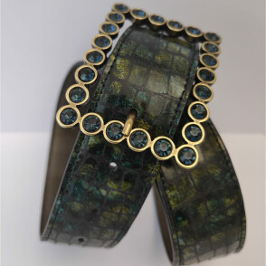 Ceinture reversible femme Croco vert / Kaki